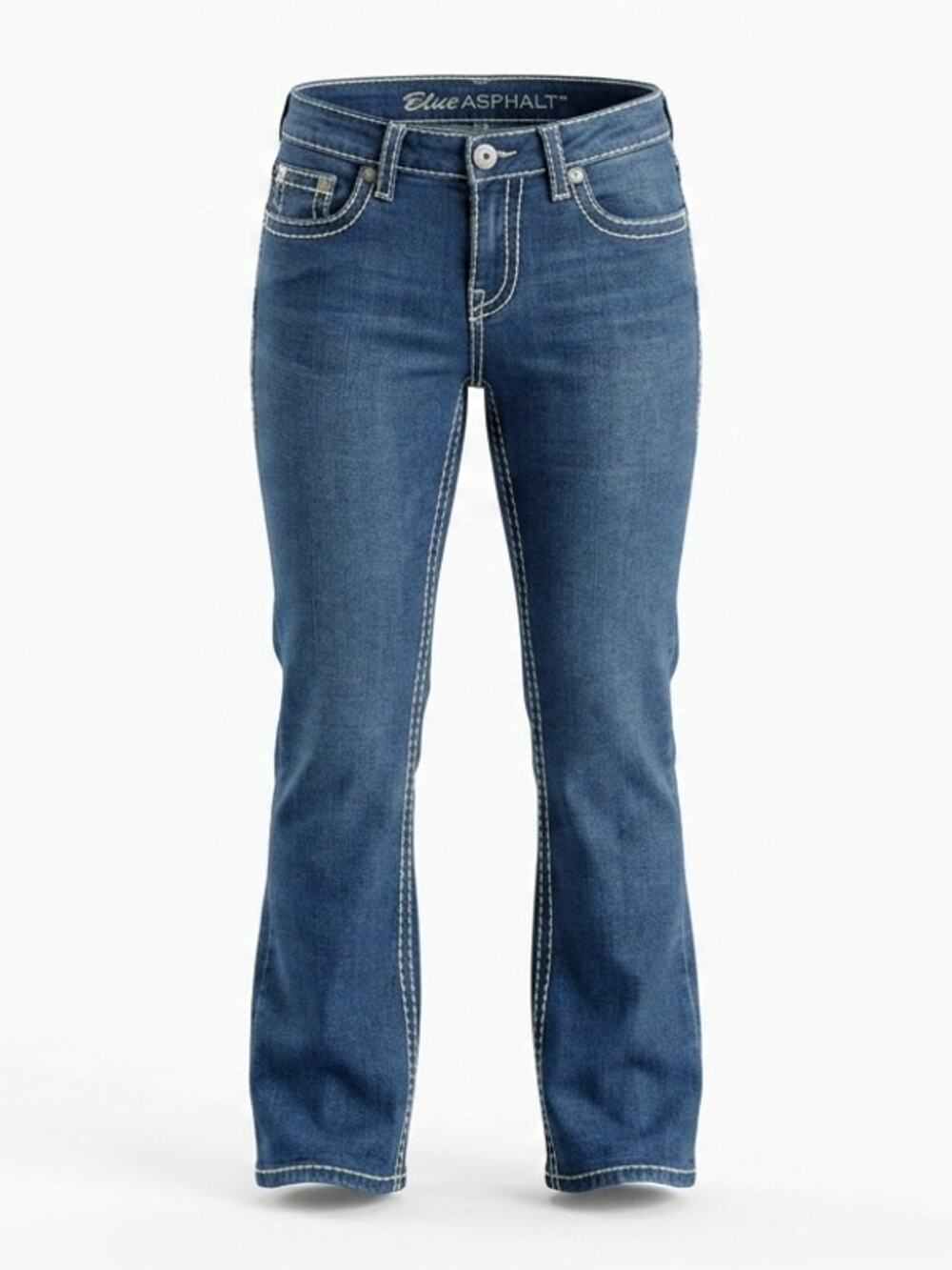 Blue Asphalt Thick Stitch Medium Wash Bootcut Denim Jeans Women Size 3